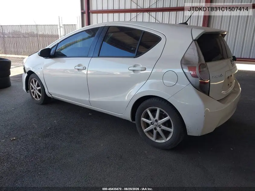 2012 Toyota Prius C Three VIN: JTDKDTB31C1507414 Lot: 45435470
