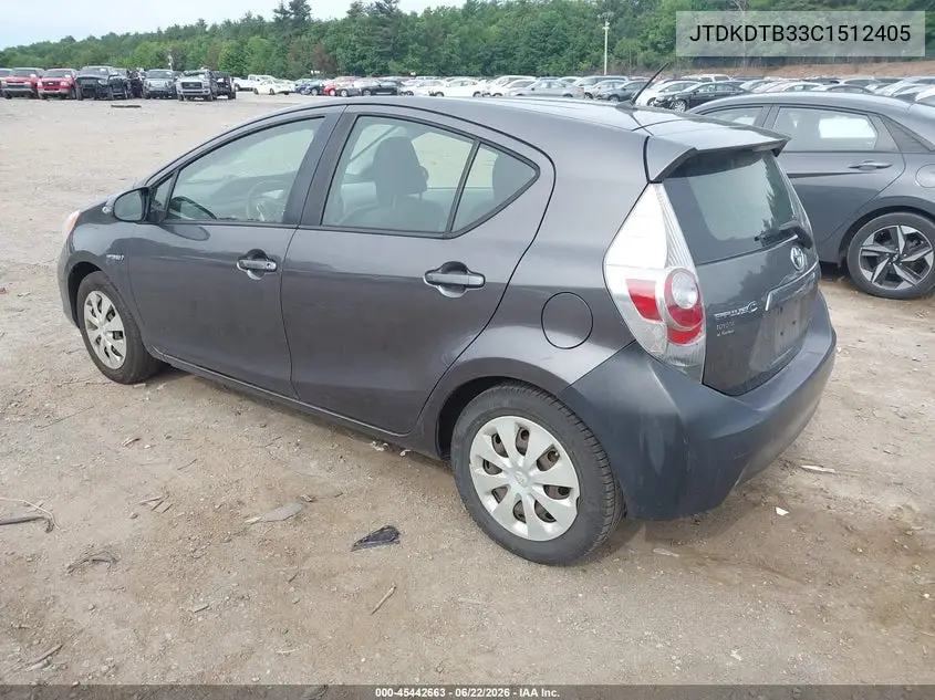2012 Toyota Prius C Two VIN: JTDKDTB33C1512405 Lot: 45442663