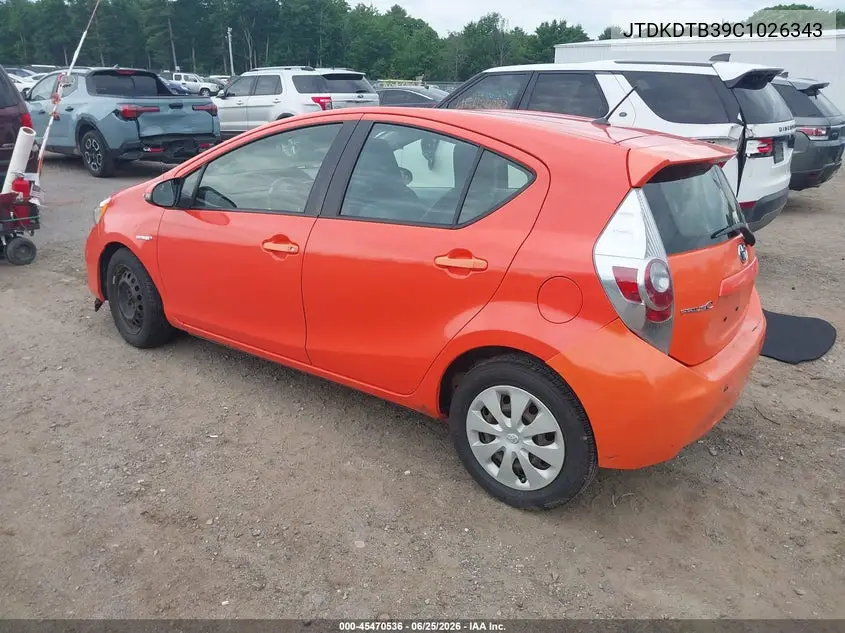 2012 Toyota Prius C One VIN: JTDKDTB39C1026343 Lot: 45470536