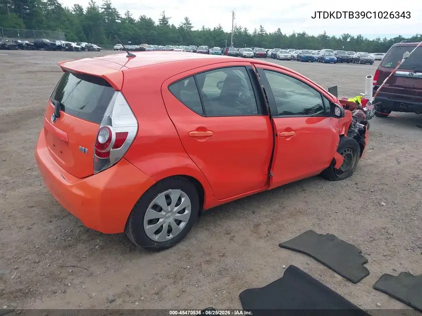 2012 Toyota Prius C One VIN: JTDKDTB39C1026343 Lot: 45470536