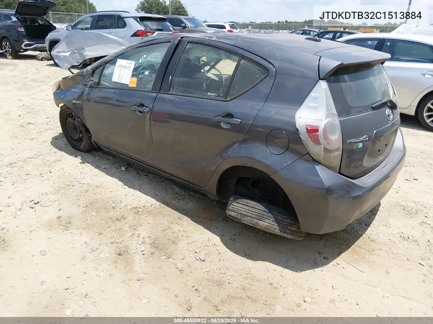 2012 Toyota Prius C Three VIN: JTDKDTB32C1513884 Lot: 45505922