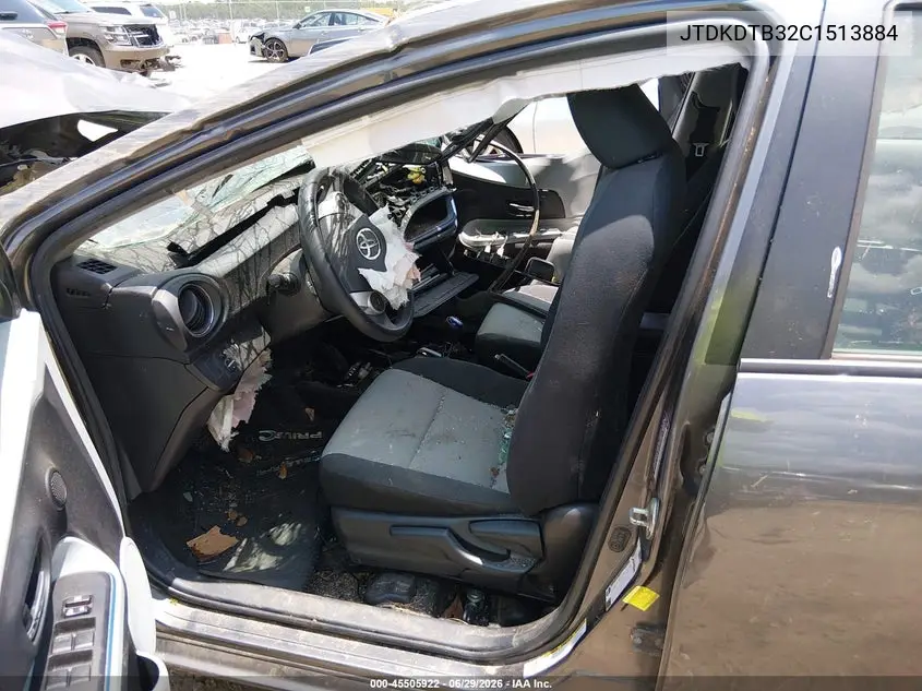 2012 Toyota Prius C Three VIN: JTDKDTB32C1513884 Lot: 45505922
