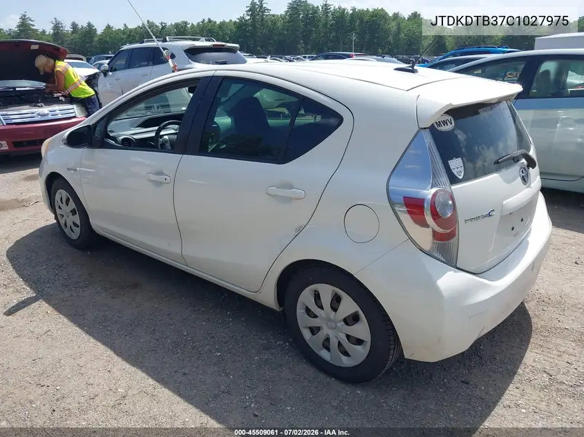 2012 Toyota Prius C Three VIN: JTDKDTB37C1027975 Lot: 45509061