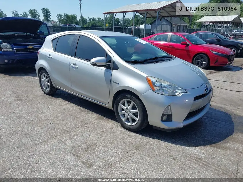 2012 Toyota Prius C Four VIN: JTDKDTB37C1510964 Lot: 45512410