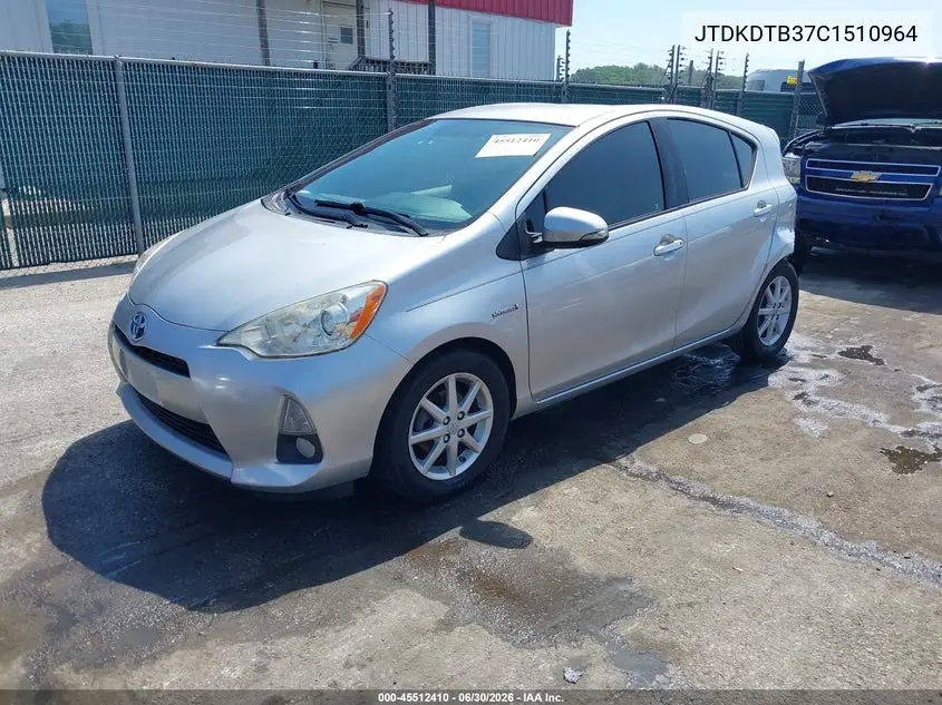 2012 Toyota Prius C Four VIN: JTDKDTB37C1510964 Lot: 45512410