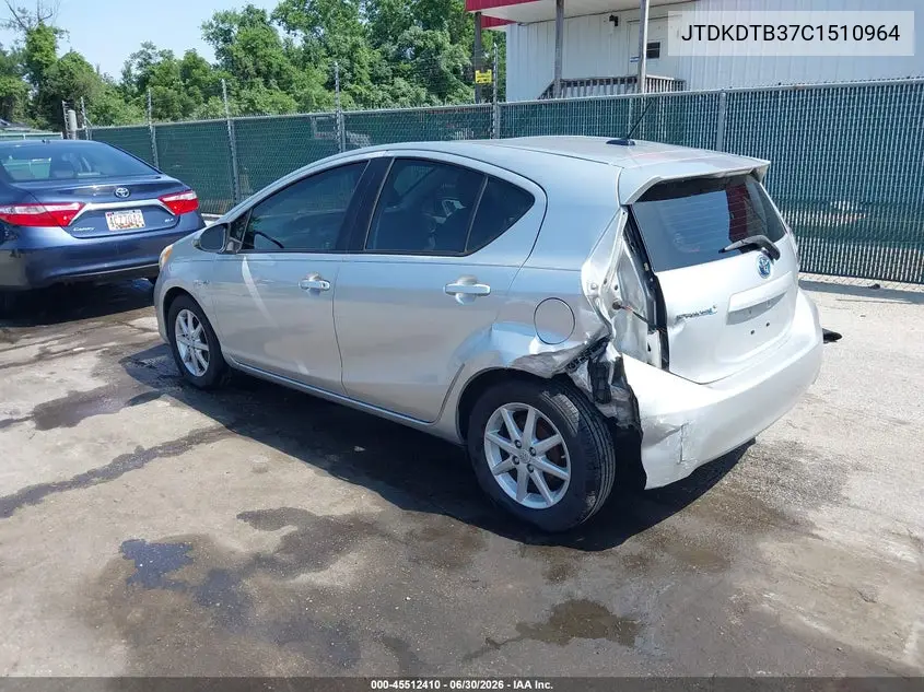 2012 Toyota Prius C Four VIN: JTDKDTB37C1510964 Lot: 45512410