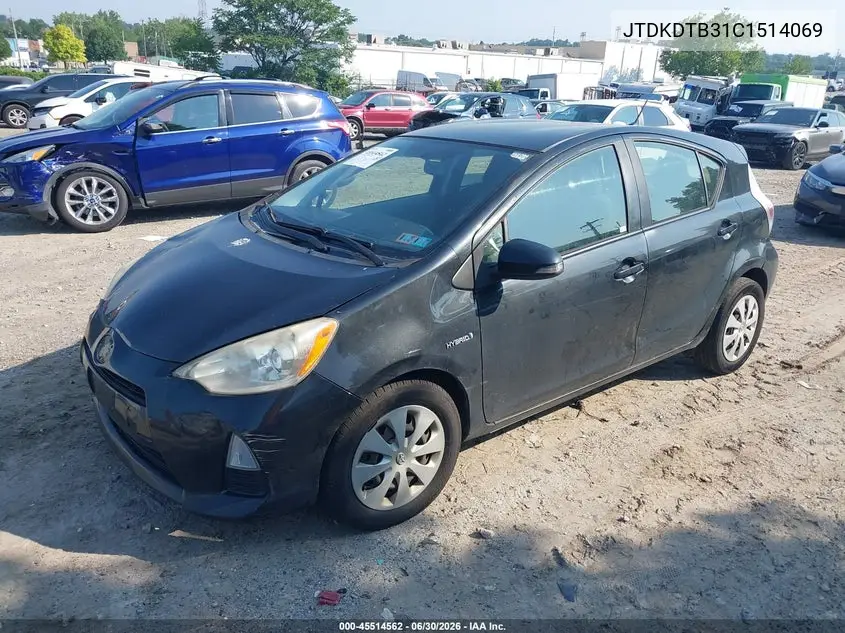 2012 Toyota Prius C Two VIN: JTDKDTB31C1514069 Lot: 45514562