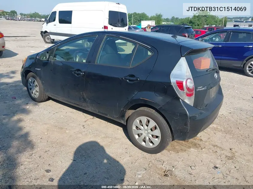 2012 Toyota Prius C Two VIN: JTDKDTB31C1514069 Lot: 45514562