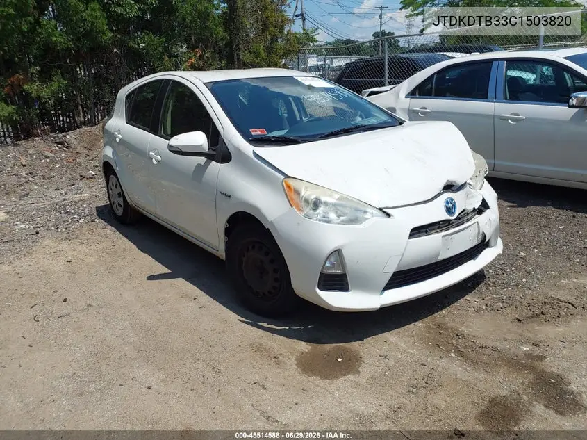 2012 Toyota Prius C Two VIN: JTDKDTB33C1503820 Lot: 45514588