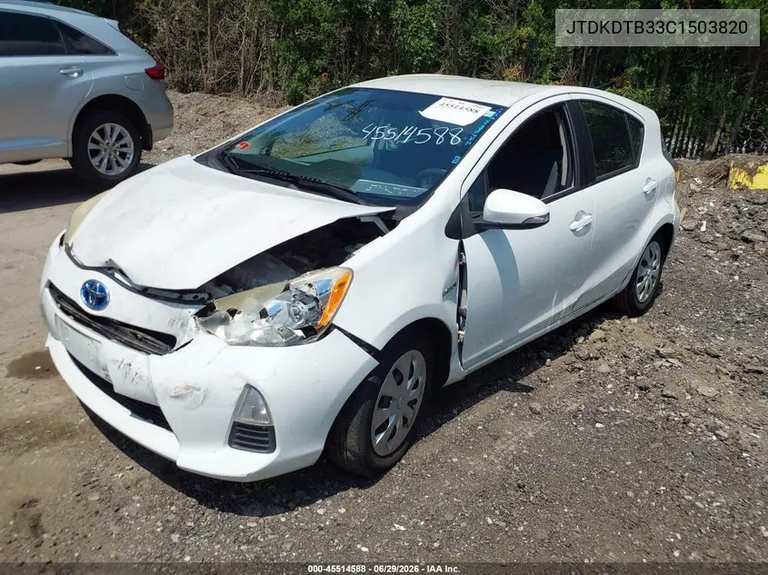 2012 Toyota Prius C Two VIN: JTDKDTB33C1503820 Lot: 45514588