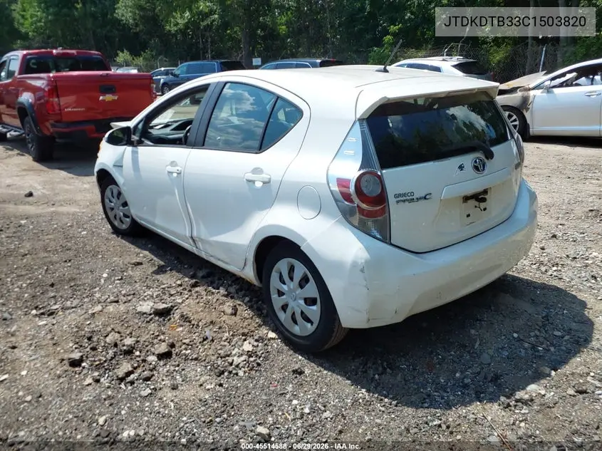 2012 Toyota Prius C Two VIN: JTDKDTB33C1503820 Lot: 45514588