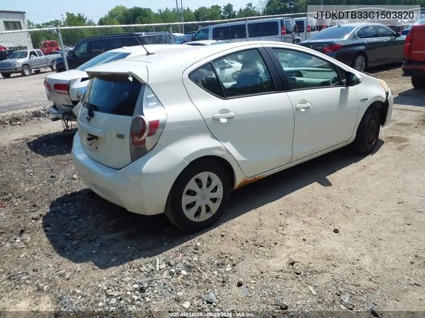 2012 Toyota Prius C Two VIN: JTDKDTB33C1503820 Lot: 45514588