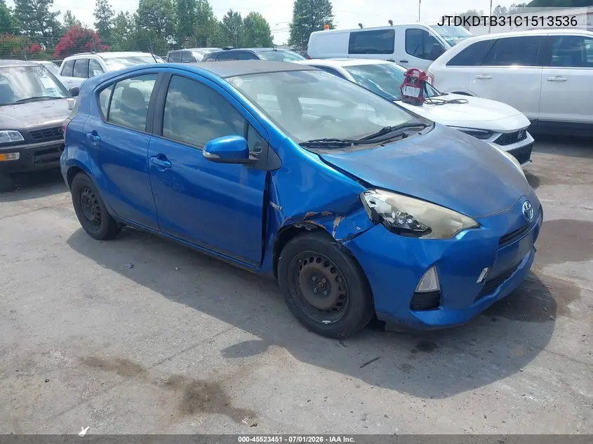 2012 Toyota Prius C One VIN: JTDKDTB31C1513536 Lot: 45523451