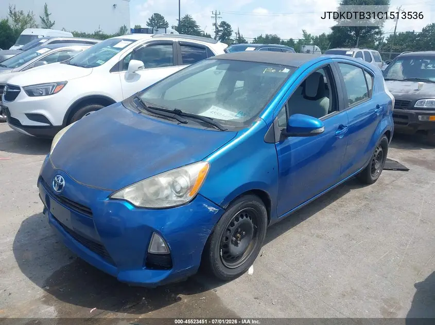 2012 Toyota Prius C One VIN: JTDKDTB31C1513536 Lot: 45523451
