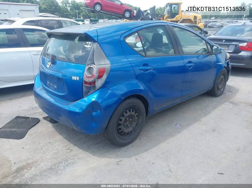 2012 Toyota Prius C One VIN: JTDKDTB31C1513536 Lot: 45523451