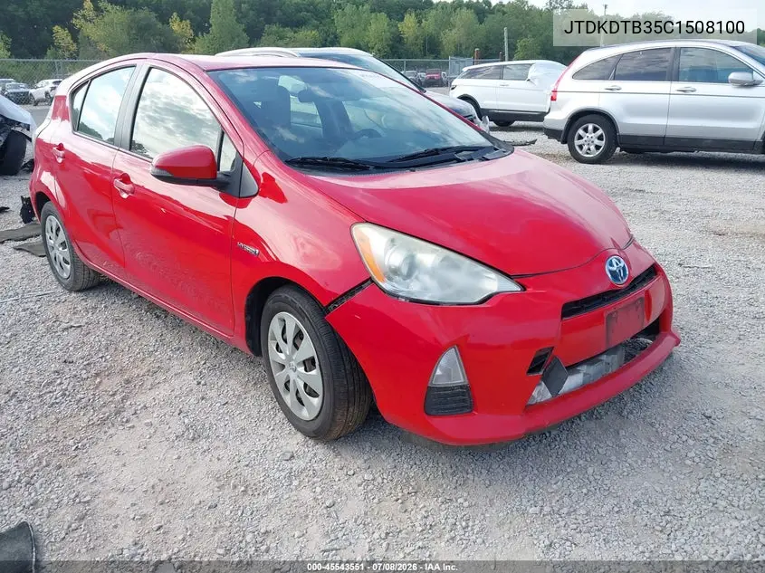 2012 Toyota Prius C One VIN: JTDKDTB35C1508100 Lot: 45543551
