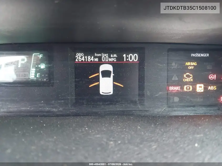 2012 Toyota Prius C One VIN: JTDKDTB35C1508100 Lot: 45543551