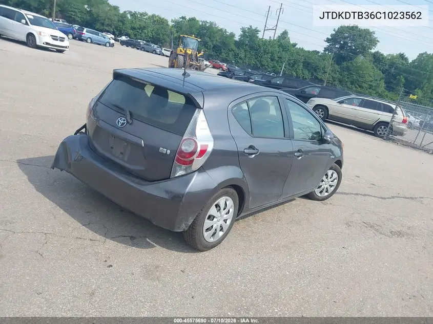 2012 Toyota Prius C Two VIN: JTDKDTB36C1023562 Lot: 45575690