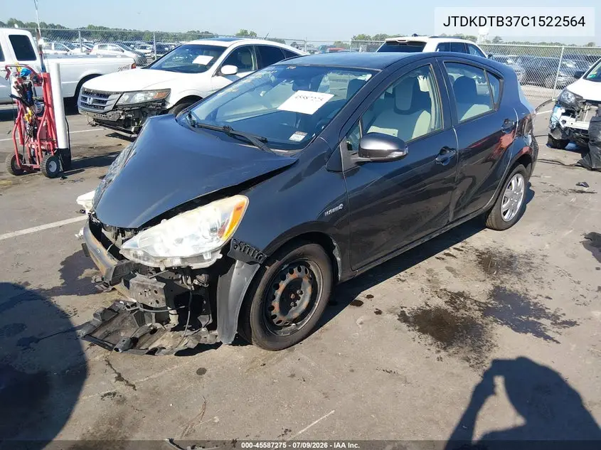 2012 Toyota Prius C Four/One/Three/Two VIN: JTDKDTB37C1522564 Lot: 45587275