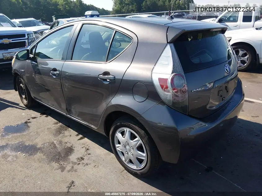 2012 Toyota Prius C Four/One/Three/Two VIN: JTDKDTB37C1522564 Lot: 45587275