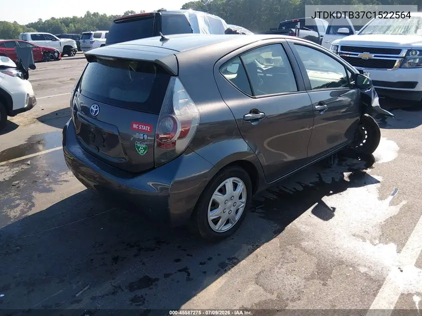2012 Toyota Prius C Four/One/Three/Two VIN: JTDKDTB37C1522564 Lot: 45587275