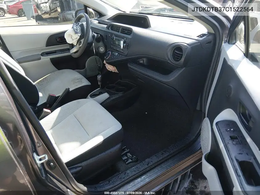 2012 Toyota Prius C Four/One/Three/Two VIN: JTDKDTB37C1522564 Lot: 45587275