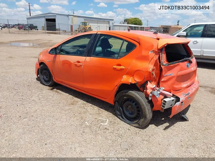 2012 Toyota Prius C Two VIN: JTDKDTB33C1003494 Lot: 45593812