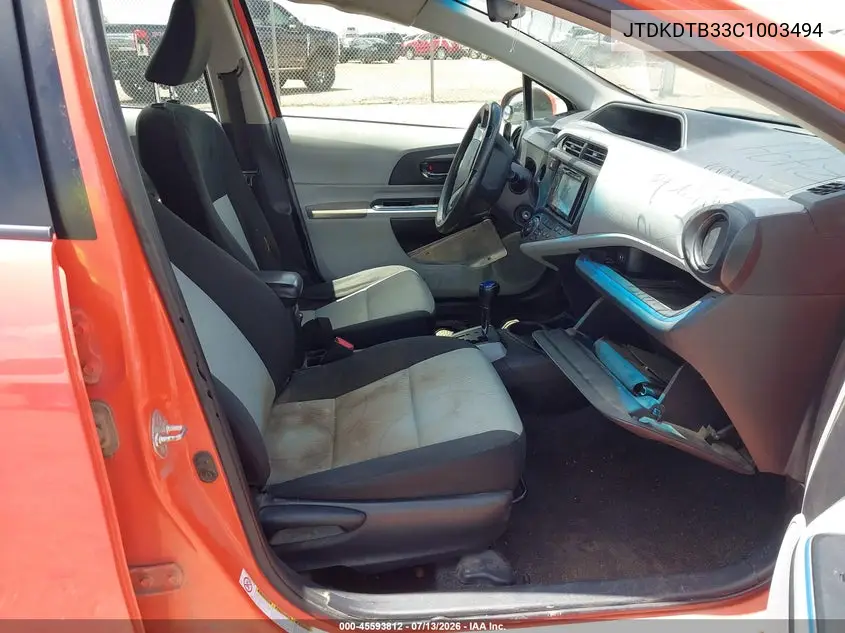 2012 Toyota Prius C Two VIN: JTDKDTB33C1003494 Lot: 45593812