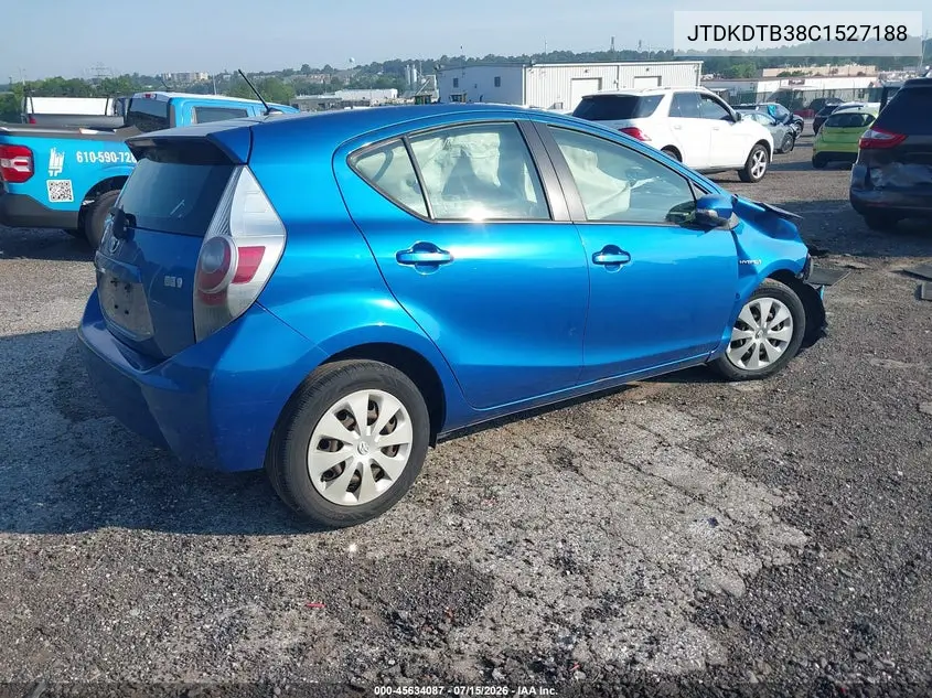2012 Toyota Prius C Two VIN: JTDKDTB38C1527188 Lot: 45634087