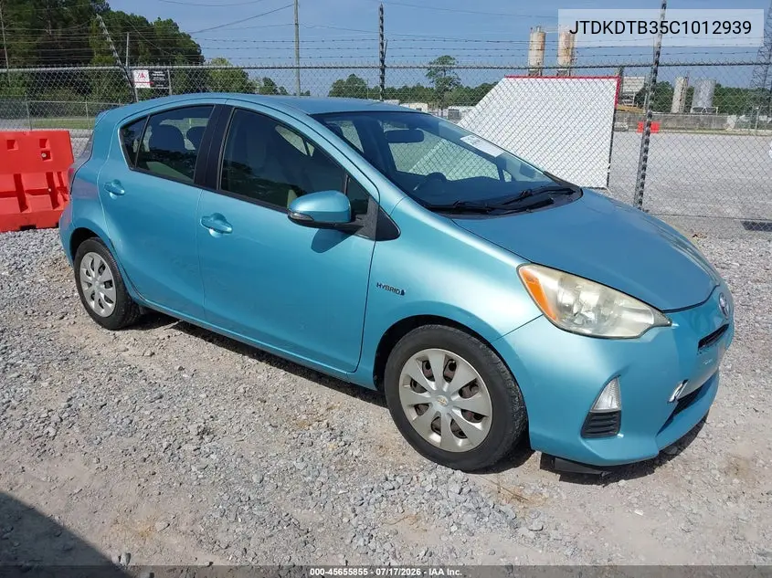 2012 Toyota Prius C One VIN: JTDKDTB35C1012939 Lot: 45655855