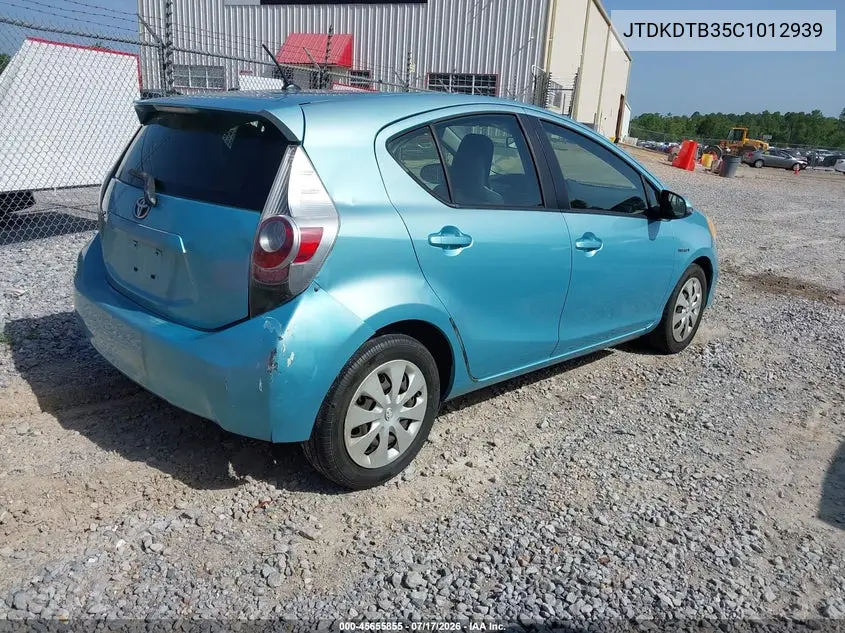 2012 Toyota Prius C One VIN: JTDKDTB35C1012939 Lot: 45655855