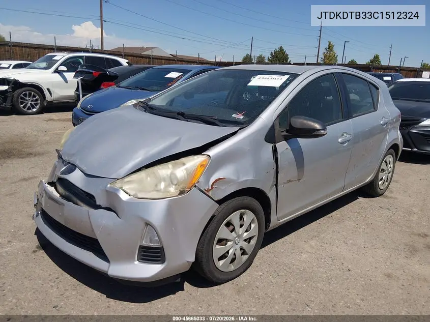 2012 Toyota Prius C Three VIN: JTDKDTB33C1512324 Lot: 45665033