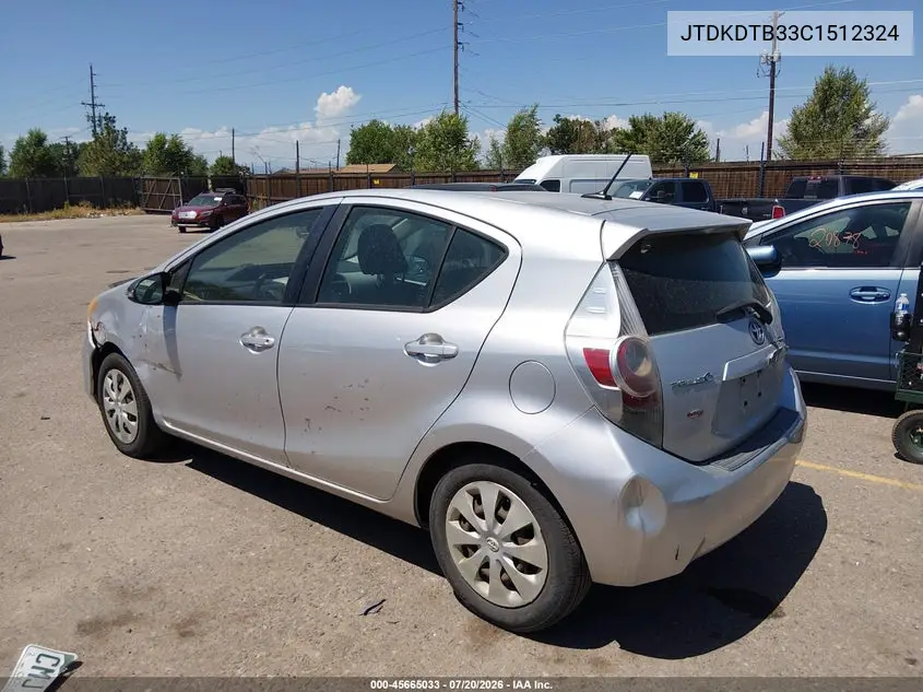2012 Toyota Prius C Three VIN: JTDKDTB33C1512324 Lot: 45665033