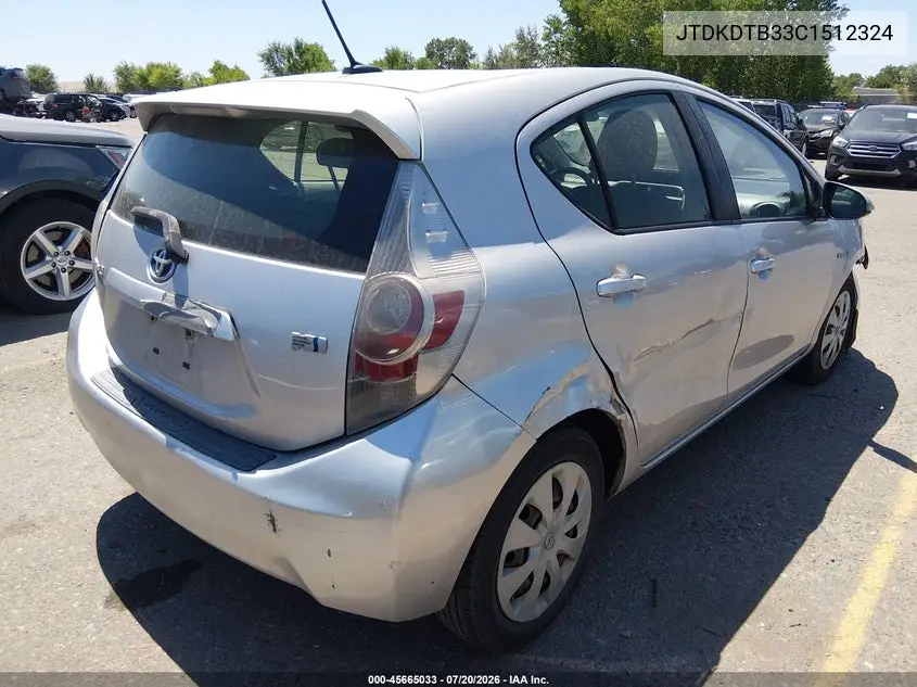 2012 Toyota Prius C Three VIN: JTDKDTB33C1512324 Lot: 45665033
