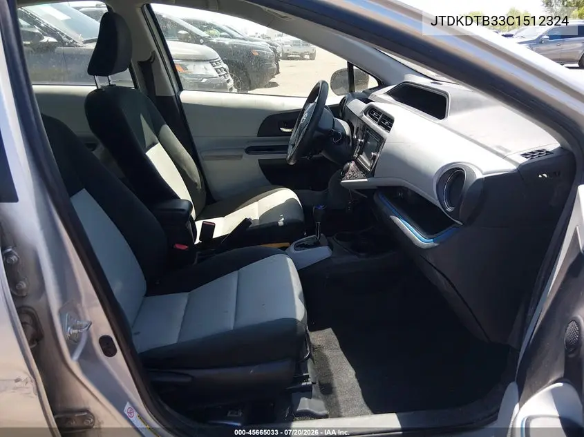 2012 Toyota Prius C Three VIN: JTDKDTB33C1512324 Lot: 45665033