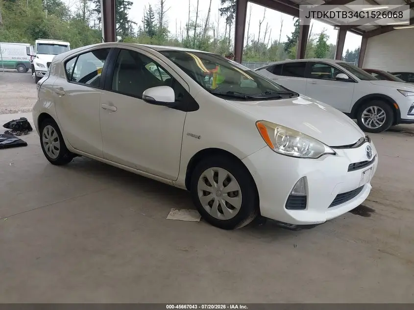 2012 Toyota Prius C Two VIN: JTDKDTB34C1526068 Lot: 45667043