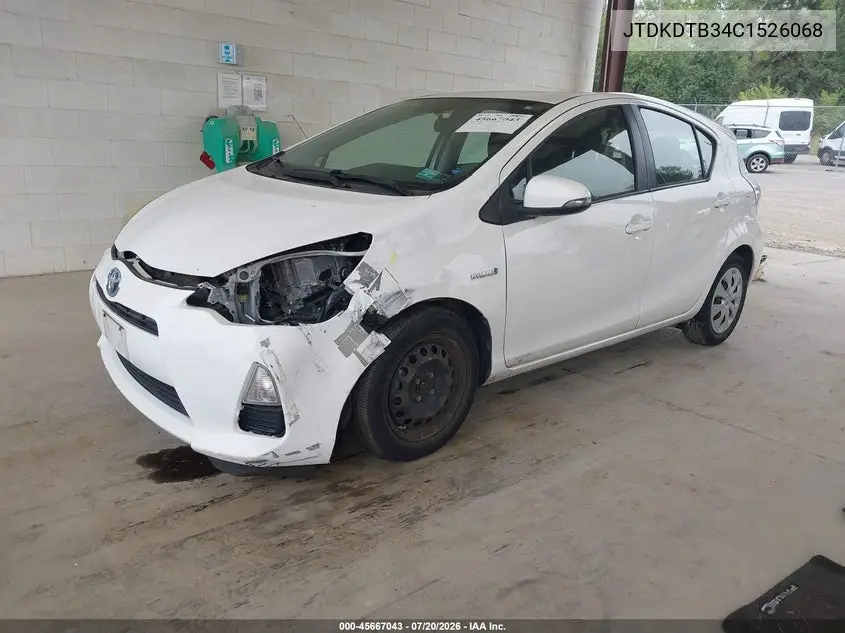 2012 Toyota Prius C Two VIN: JTDKDTB34C1526068 Lot: 45667043