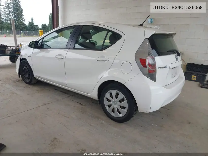 2012 Toyota Prius C Two VIN: JTDKDTB34C1526068 Lot: 45667043