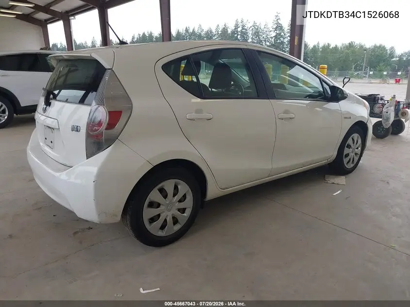 2012 Toyota Prius C Two VIN: JTDKDTB34C1526068 Lot: 45667043
