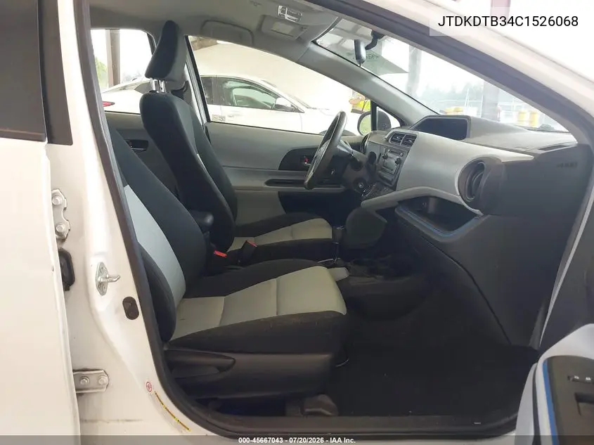 2012 Toyota Prius C Two VIN: JTDKDTB34C1526068 Lot: 45667043