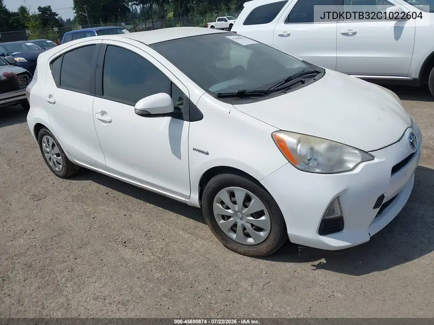 2012 Toyota Prius C Two VIN: JTDKDTB32C1022604 Lot: 45690874