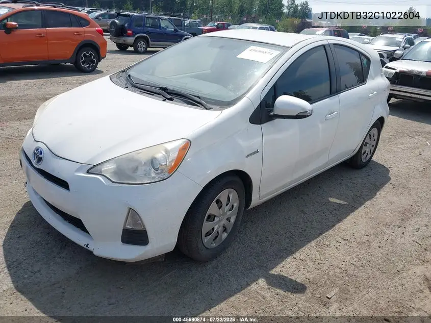 2012 Toyota Prius C Two VIN: JTDKDTB32C1022604 Lot: 45690874