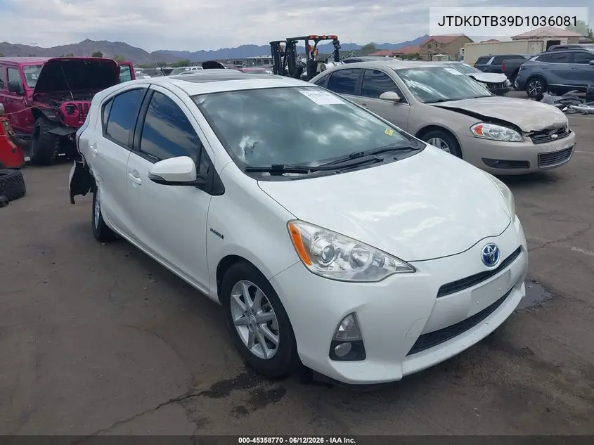 2013 Toyota Prius C Four VIN: JTDKDTB39D1036081 Lot: 45358770