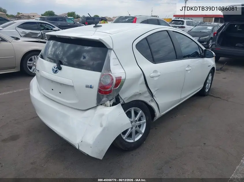 2013 Toyota Prius C Four VIN: JTDKDTB39D1036081 Lot: 45358770