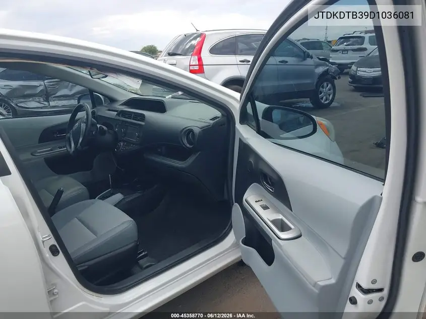 2013 Toyota Prius C Four VIN: JTDKDTB39D1036081 Lot: 45358770