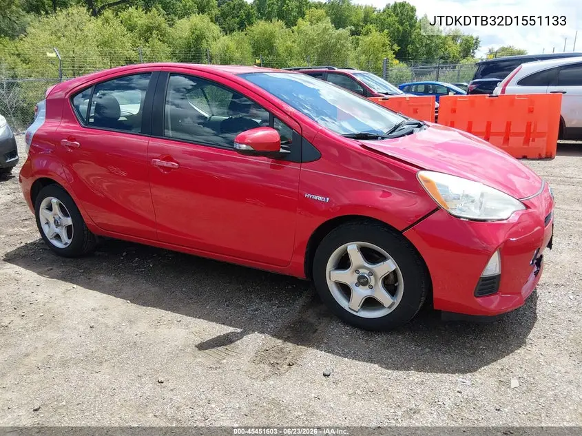 2013 Toyota Prius C Two VIN: JTDKDTB32D1551133 Lot: 45451603