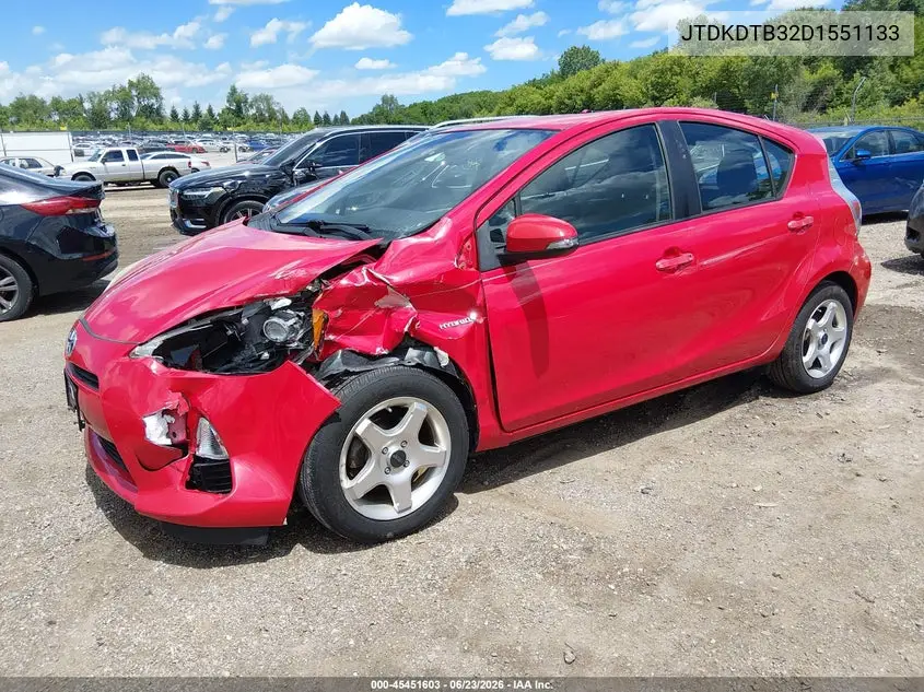 2013 Toyota Prius C Two VIN: JTDKDTB32D1551133 Lot: 45451603