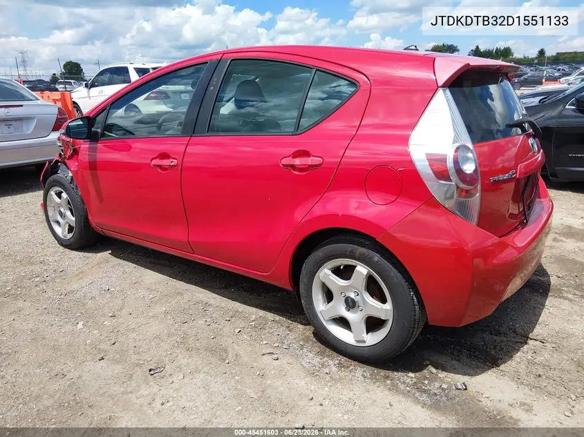 2013 Toyota Prius C Two VIN: JTDKDTB32D1551133 Lot: 45451603