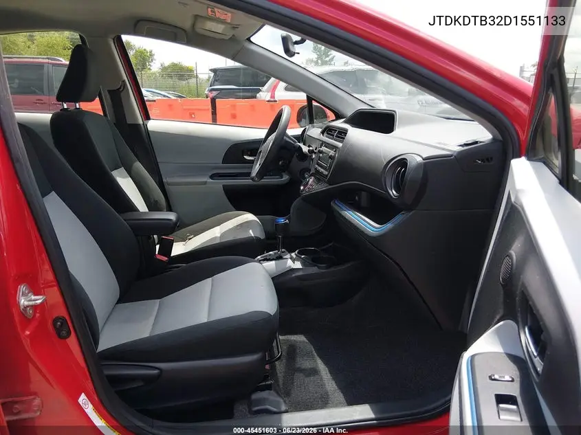 2013 Toyota Prius C Two VIN: JTDKDTB32D1551133 Lot: 45451603