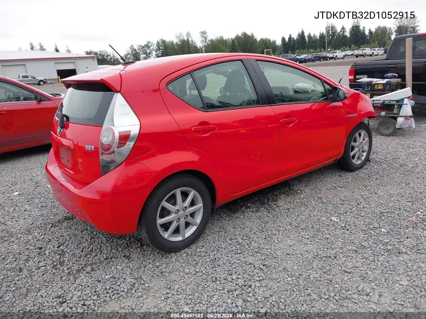 2013 Toyota Prius C Four VIN: JTDKDTB32D1052915 Lot: 45497102